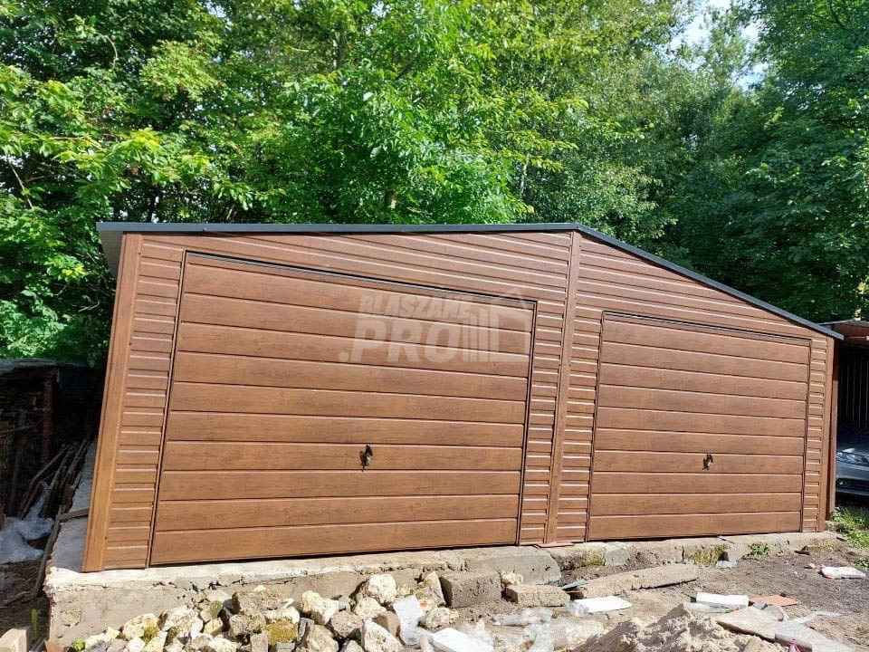 Garaż blaszany 7x5 Brama uchylna drewnopodobny Dach dwuspadowy GP203 Mysłowice - zdjęcie 5
