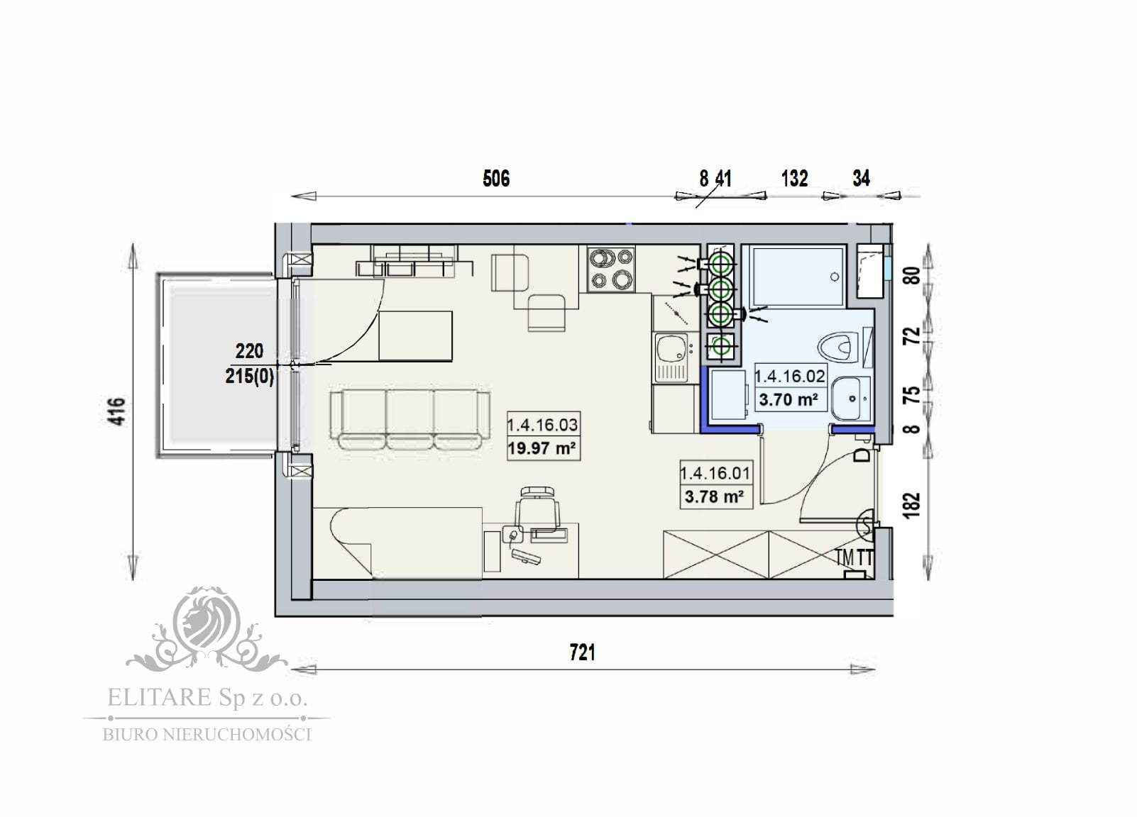 Mieszkanie 27,45m2 ,1 pok. w Centrum Wrocławia/Stare Miasto Wrocław - zdjęcie 7