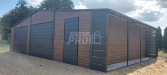 Garaż blaszany 10x6m wiata 1m  Brama uchylna drewnopodobny rynny GP455 Jarocin - zdjęcie 2