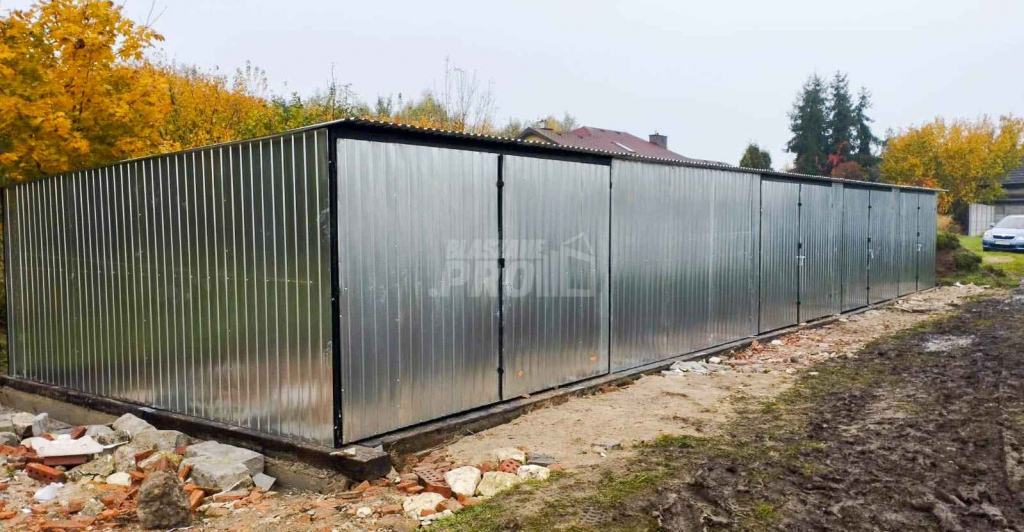 GARAŻ BLASZANY RZĄD 17,5m x 5m - spad tył 4x Brama ocynk  GP239 Rawa Mazowiecka - zdjęcie 2