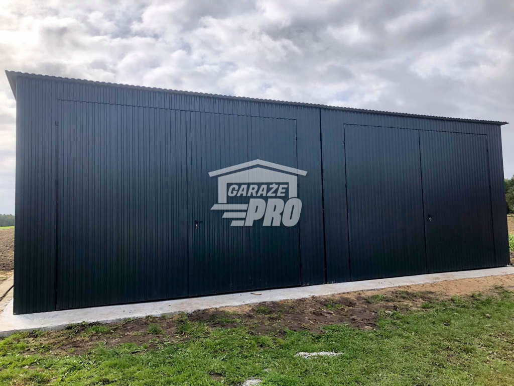 Hala Garaż blaszany 8x6 antracyt spad w tył GP142 Taraskowo - zdjęcie 1