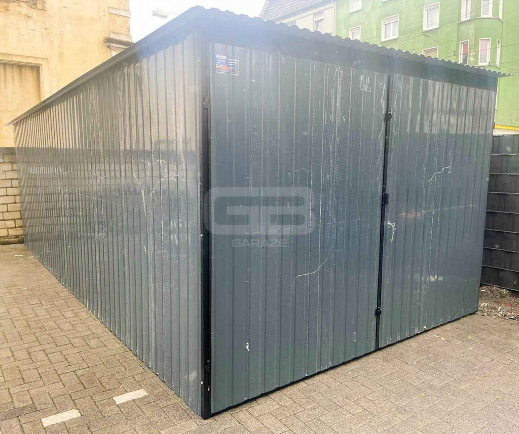 Garaż blaszany 3x7 brama dwuskrzydłowa - antracyt - Dach  GB156 Nowy Sącz - zdjęcie 4