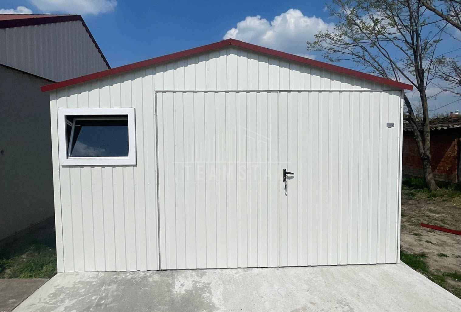 Garaż blaszany 5x6m - brama dwuskrzydłowa 2x okno dach TS1312 Nowy Sącz - zdjęcie 3