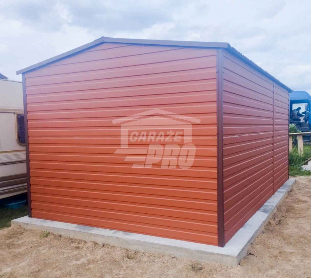 Garaż blaszany 3x5 Brama + drzwi - Brąz dwuspadowy GP210 Włocławek - zdjęcie 7