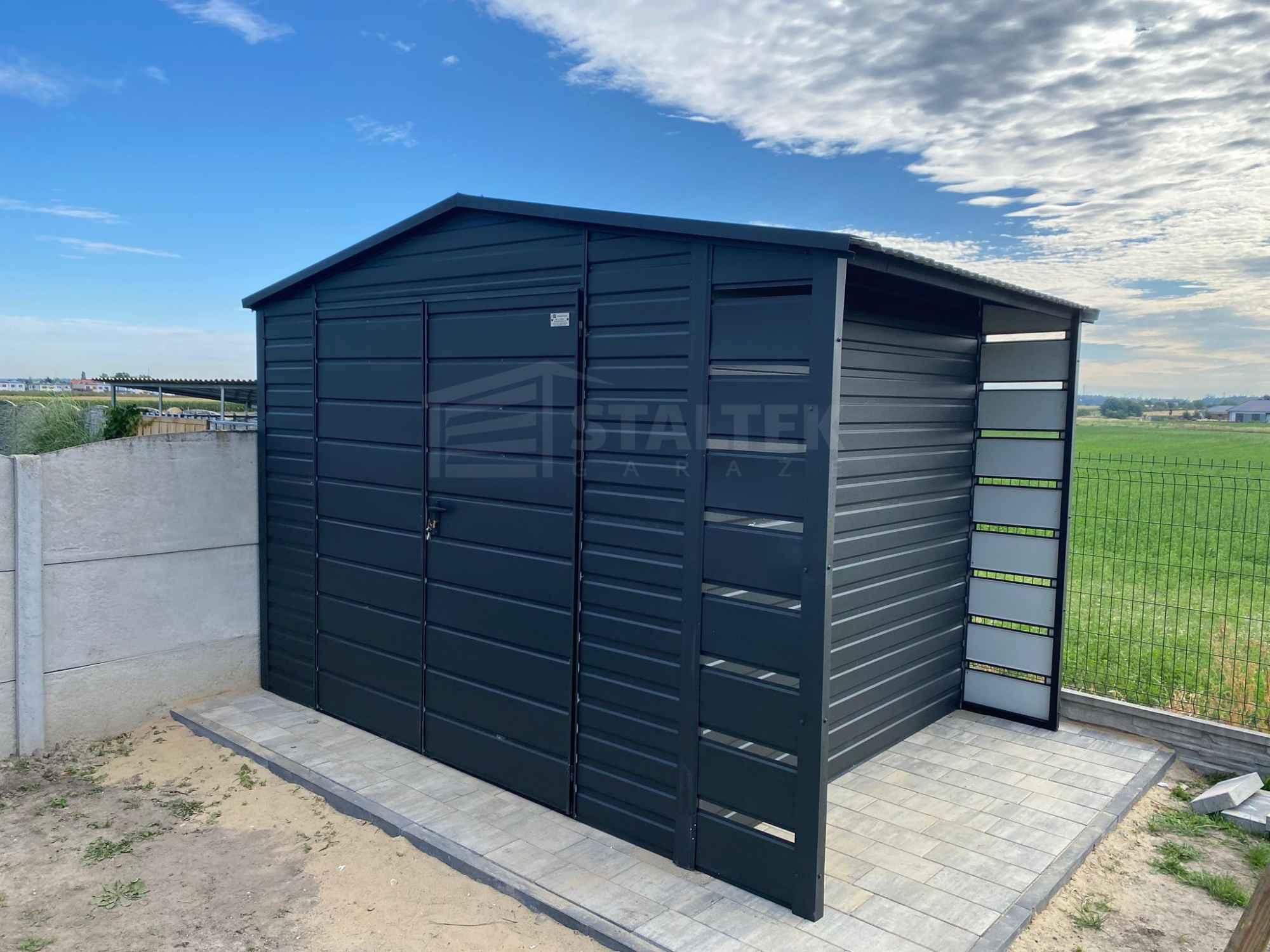 Schowek domek ogrodowy 3x2m wiata 0,5m brama dwuskrzydłowa dach ST198 Dobre Miasto - zdjęcie 3