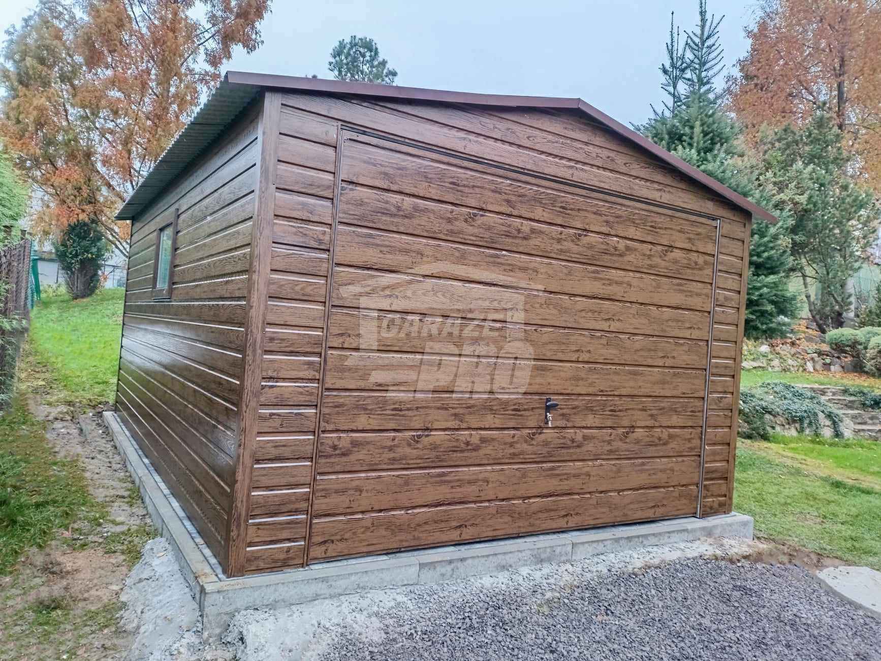 Garaż blaszany 4x6m Brama uchylna drzwi okno drewnopodobny dach GP446 Sopot - zdjęcie 3