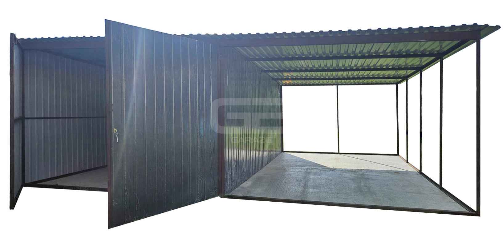 Garaż blaszany 3x5m + wiata 3x5 m wolnostojący antracyt GB147 Śródmieście - zdjęcie 1