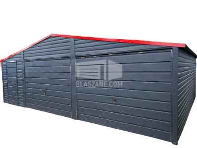Garaż Blaszany 8x6 - 2x Brama Czerwony Antracyt dach dwuspadowy BL159 Wągrowiec - zdjęcie 1