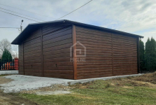 Garaż blaszany 7x6m 2x Brama drewnopodobny Dach dwuspadow rynny PLG169 Leszno - zdjęcie 6