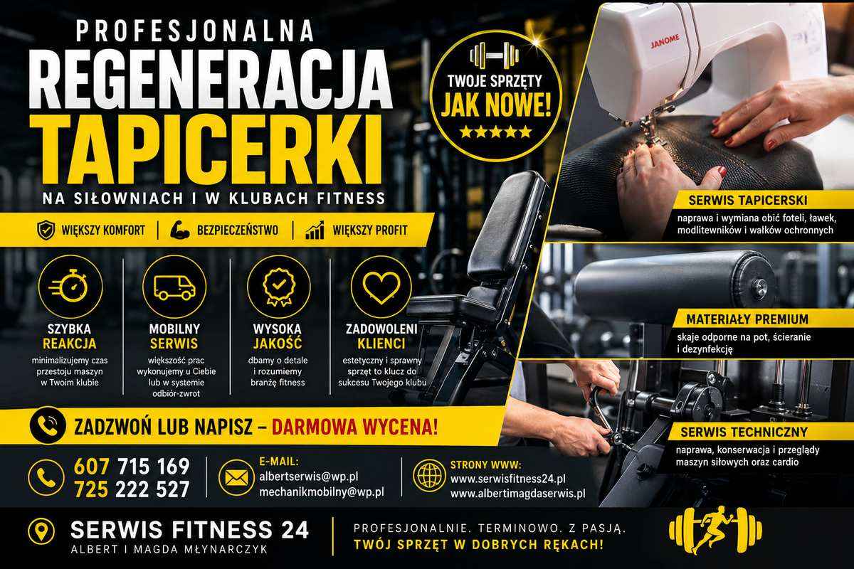 Regeneracja tapicerki na siłowniach, w klubach fitness Konstancin-Jeziorna - zdjęcie 1