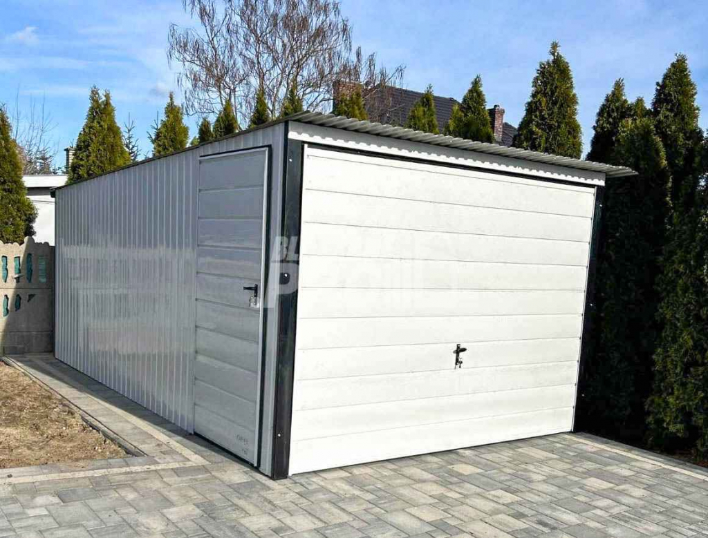 Garaż blaszany 3x5 brama uchylna - drzwi - Biały Dach spad w tył GP275 Ciechanów - zdjęcie 3