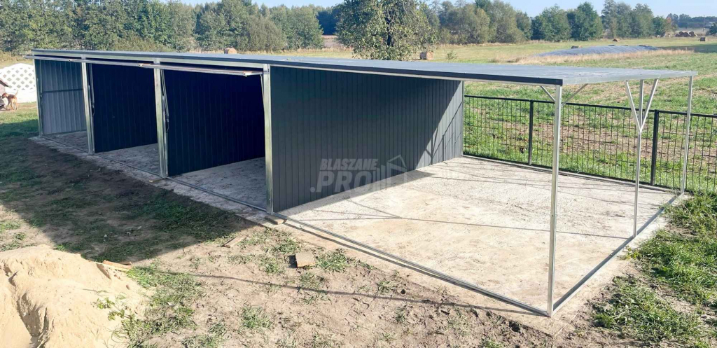 Garaż blaszany 9x6 + wiata 3x6 3x Brama uchylna spad w tył  GP226 Konin - zdjęcie 6