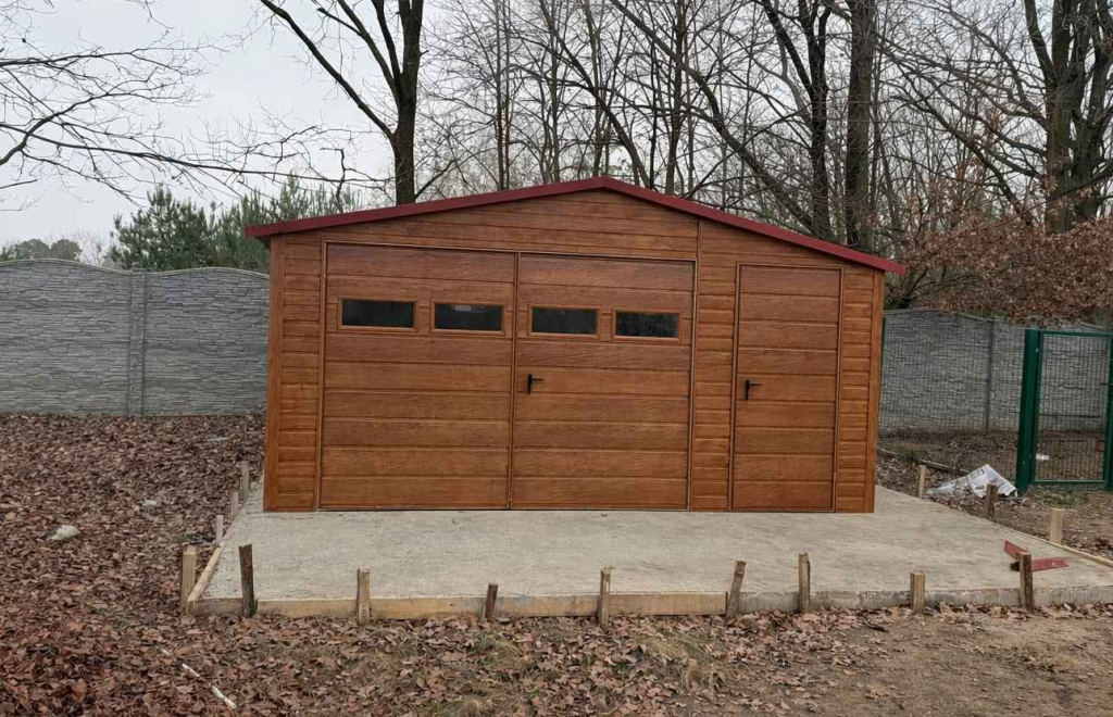 Dwuspadowy Garaż Blaszany 5×5m drewnopodobny złoty dąb PREMIUM Franciszkowo - zdjęcie 3