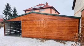 Garaż blaszany 6x6 + wiata 3m 2x brama uchylna drzwi rynna dach SO192 Miastko - zdjęcie 3