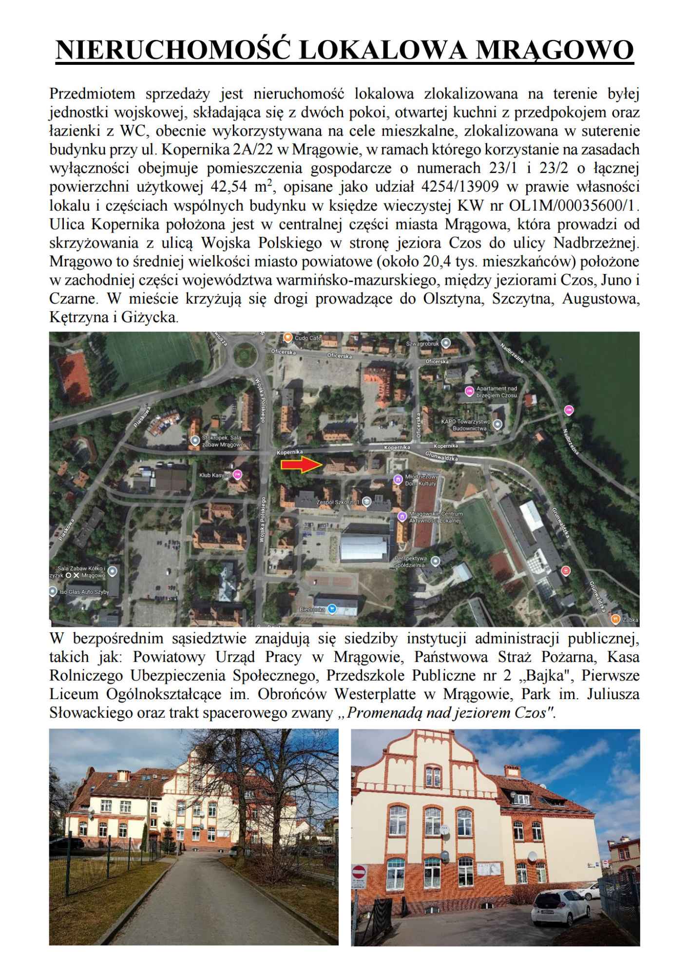 Syndyk sprzeda lokal Mragowo ul. Kopernika 2A/22 Pisz - zdjęcie 1
