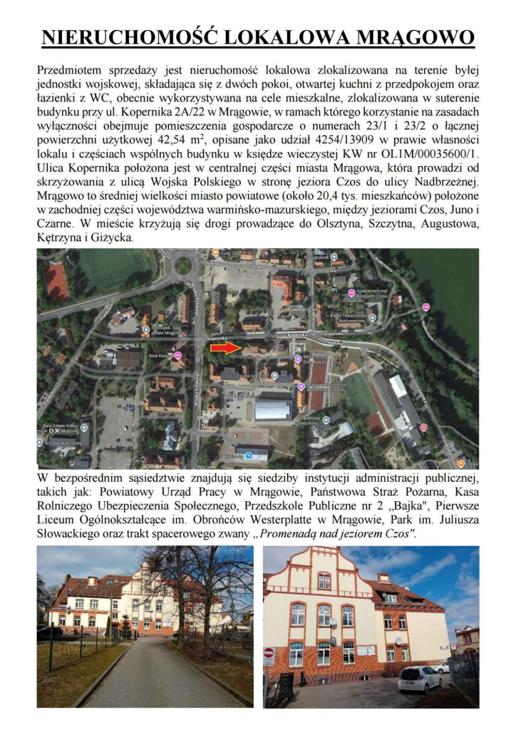 Syndyk sprzeda lokal Mragowo ul. Kopernika 2A/22 Pisz - zdjęcie 1