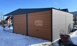 Garaż blaszany 6x6m + wiata 3m  2x brama uchylna dach dwuspadowy GP585 Tychy - zdjęcie 3