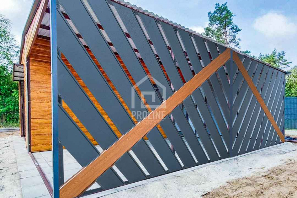 Garaż Blaszany 4x6m + Wiata Panele Verona Brama Okno Drzwi dach PLG142 Konin - zdjęcie 5