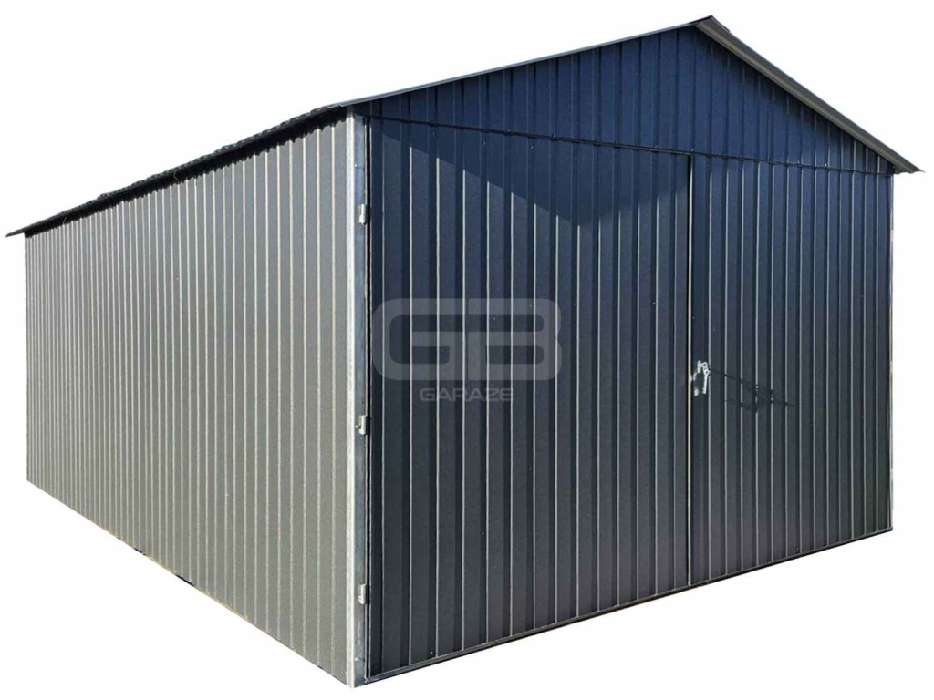 Garaż blaszany 3x6 Brama dwuskrzydłowa - antracyt - dach GB152 Zakopane - zdjęcie 1