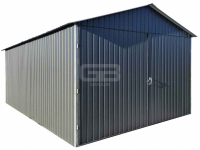 Garaż blaszany 3x6 Brama dwuskrzydłowa - antracyt - dach GB152