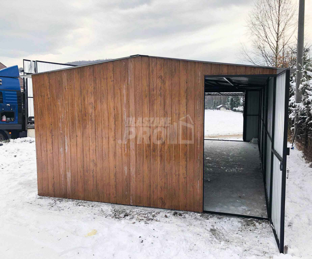 Garaż blaszany 4x8 Brama uchylna Okno Dodatkowe drewnopodobny  GP148 Łęczyca - zdjęcie 7