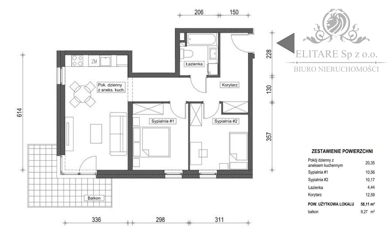 Mieszkanie 3pok, /58,11m2 z balkonem/ Krzyki, Brochów, Wrocław Wrocław - zdjęcie 4