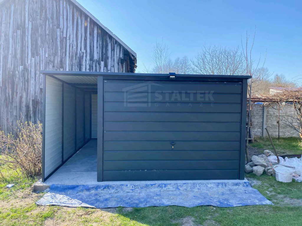 Garaż blaszany 3x4m - wiata 1m - Brama uchylna Dach ST163 Oświęcim - zdjęcie 2