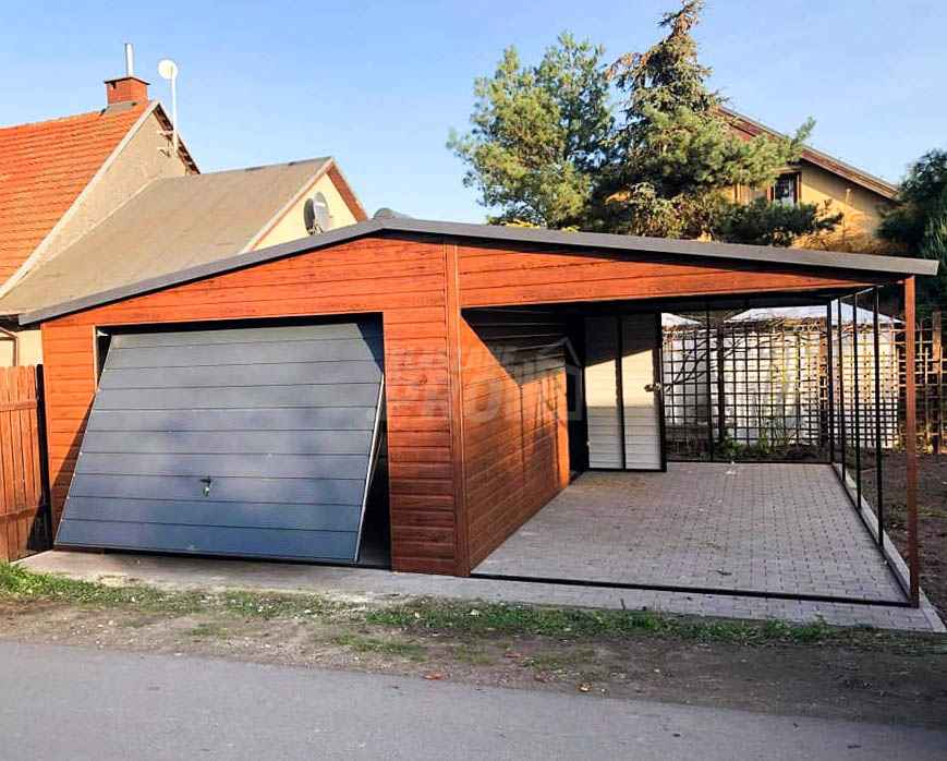 Garaż blaszany 4x6 + wiata 3m Brama uchylna - Blachodachówka GP88 Żnin - zdjęcie 10