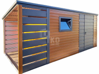 Schowek - domek ogrodowy 4x2,5m + wiata 1m  brama okno dach  TKD390