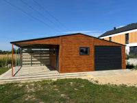 Garaż jednostanowiskowy 8.5×5 m z Wiatą Dach dwuspadowy, Drewnopodobny Bemowo - zdjęcie 5