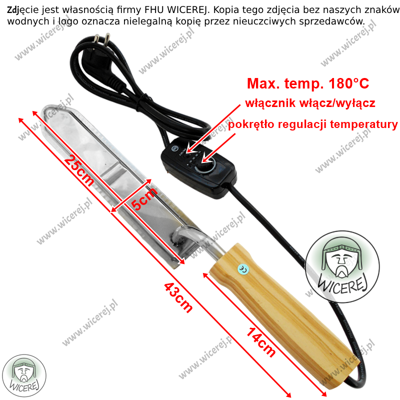 Nóż do odsklepiania elektryczny 230V Regulacja temperatury 25cm Jaśliska - zdjęcie 8