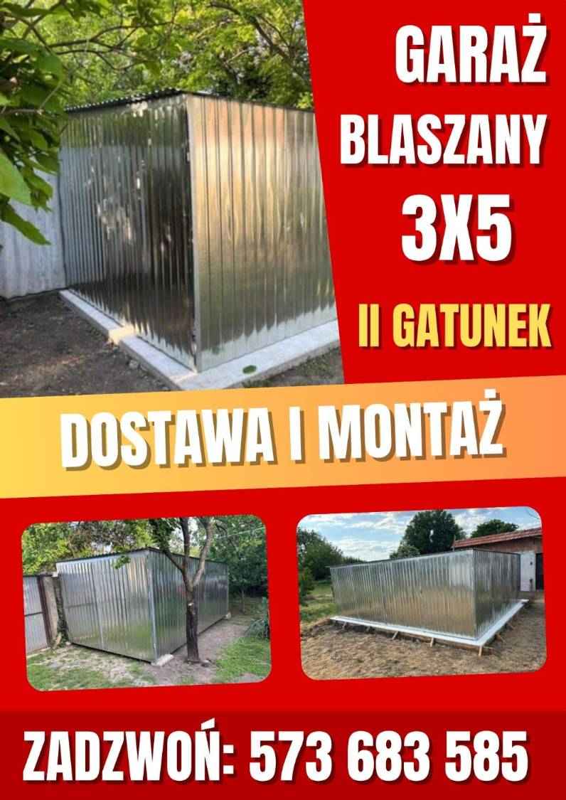 Garaż blaszany 3x5 II gatunek jednospadowy dostawa + montaż Rzeszów - zdjęcie 1