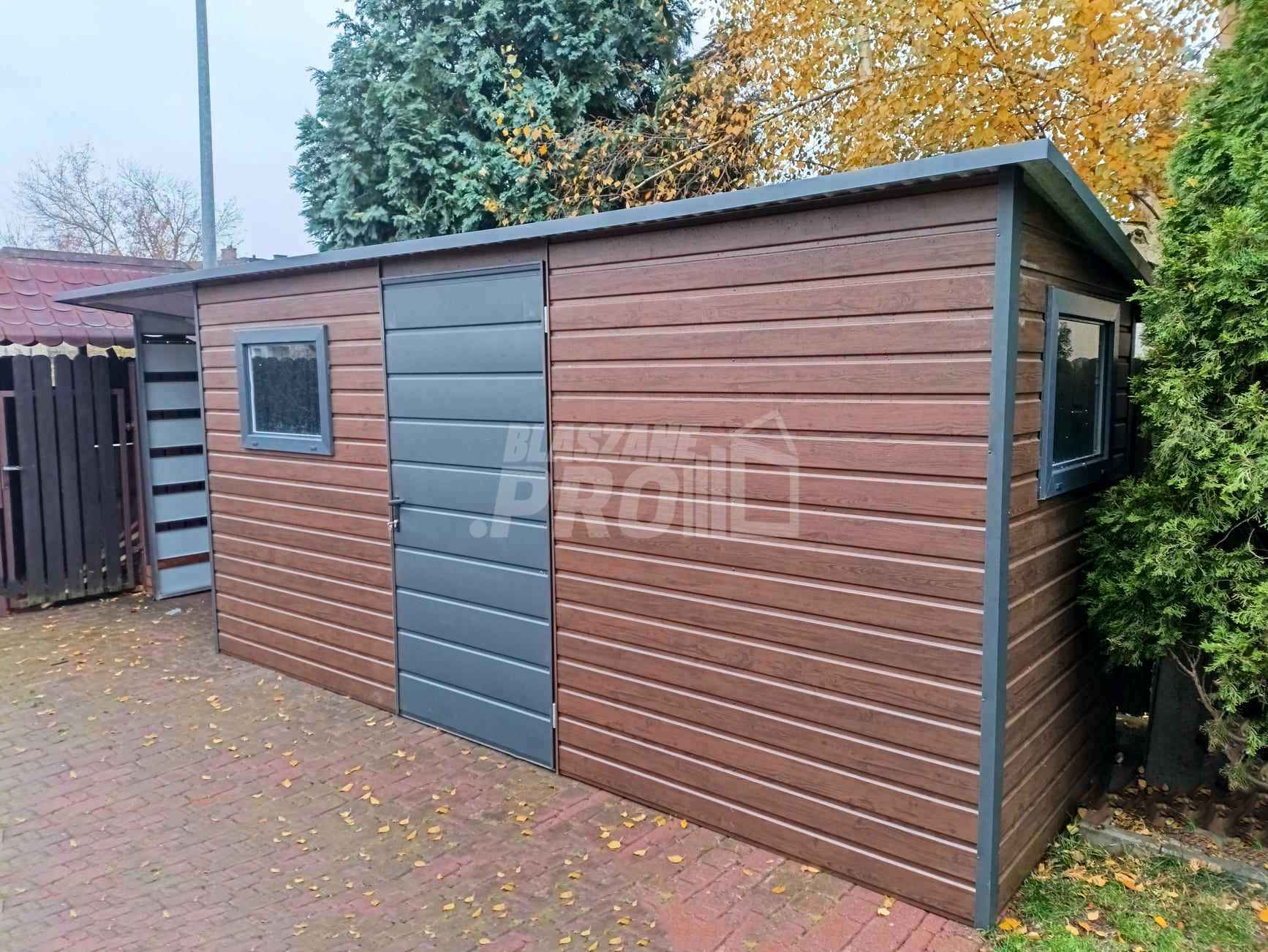 Schowek domek ogrodowy 5x1,5m + wiata 1,5m drewnopodobny   GP451 Gdańsk - zdjęcie 3