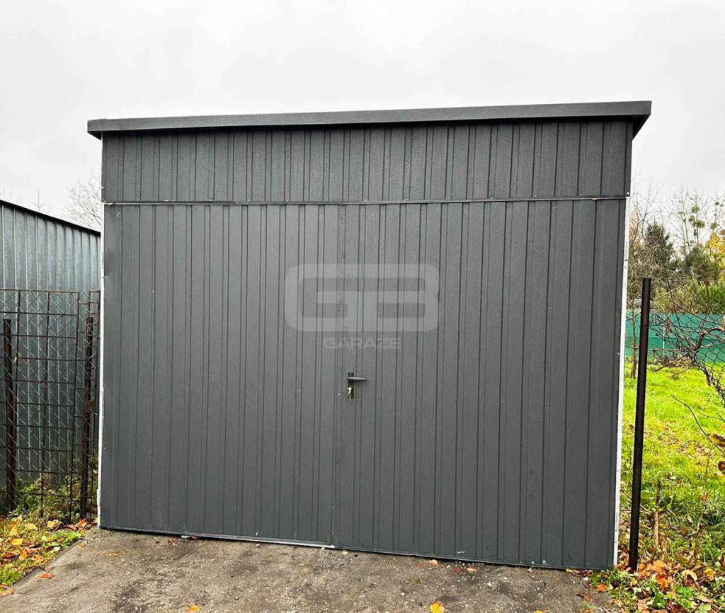 Garaż Blaszany 3x6 - Brama Dwuskrzydłowa - Antracyt - dach GB150 Bydgoszcz - zdjęcie 2