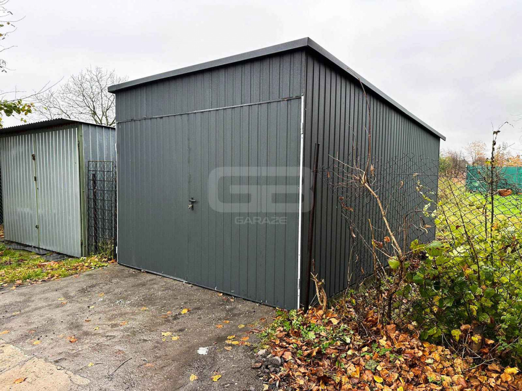 Garaż Blaszany 3x6 - Brama Dwuskrzydłowa - Antracyt - dach GB150 Bydgoszcz - zdjęcie 6