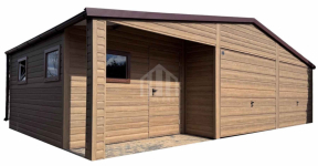 Garaż blaszany 9x4m + wnęka - 2x brama -drzwi -3x okno - rynny SO141