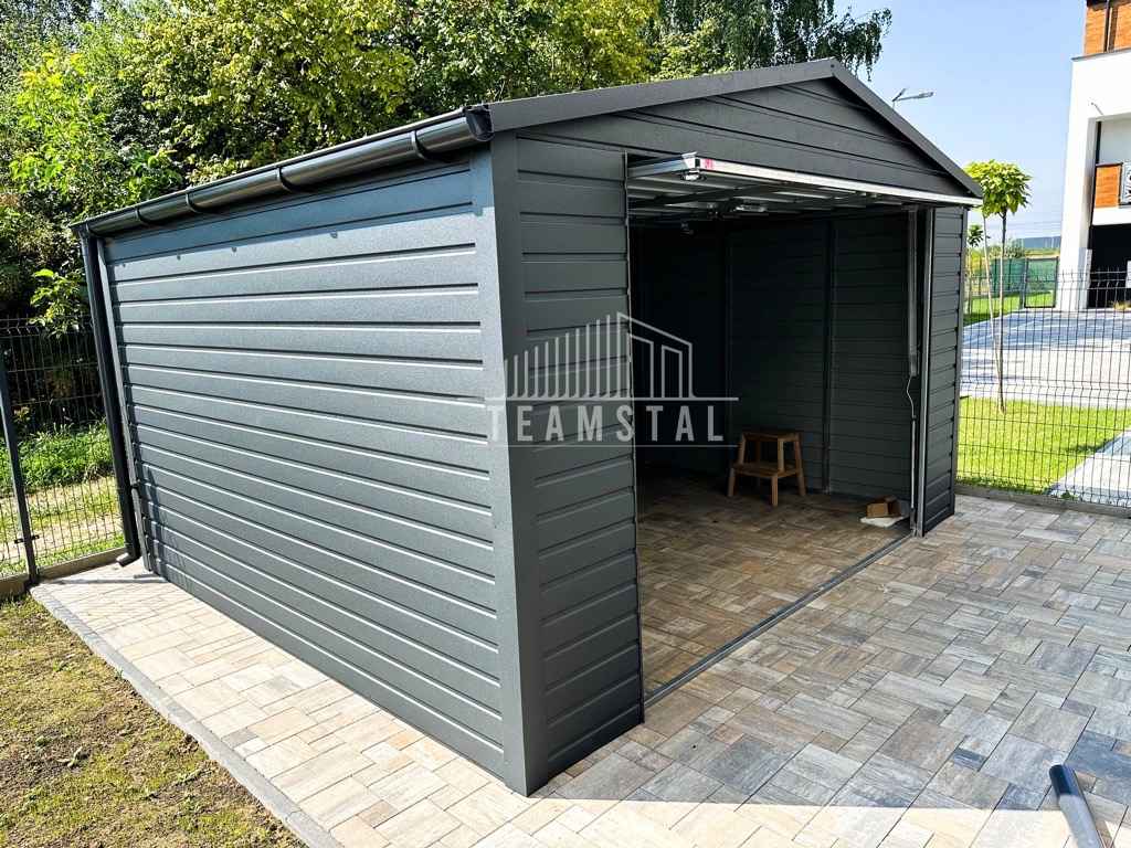 GARAŻ BLASZANY 4m x 5m - Brama uchylna + rynny - Antracyt  4x5 TS494 Ostrowiec Świętokrzyski - zdjęcie 7