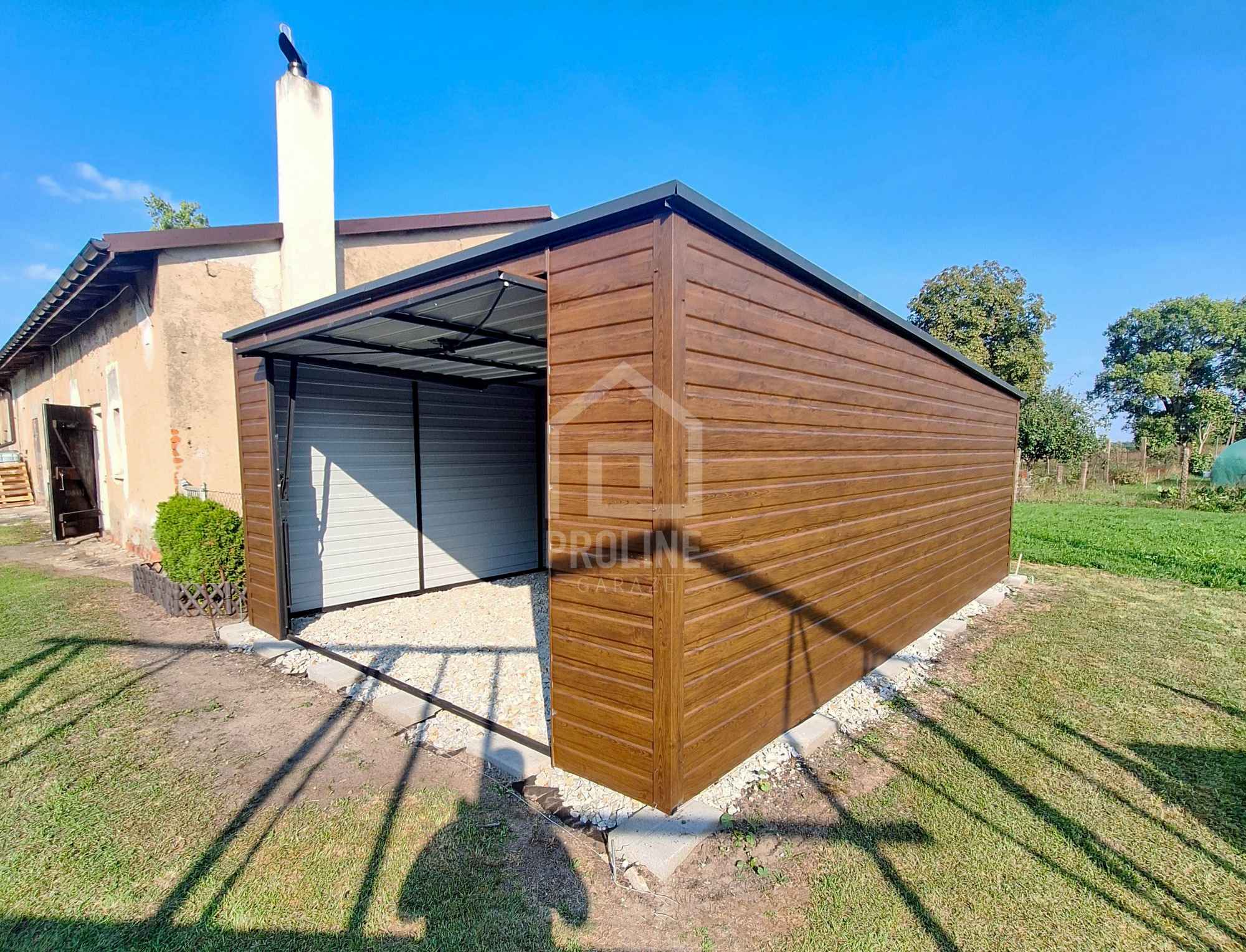 Garaż Blaszany 4x5 Brama uchylna rynna drewnopodobny Spad w tył PLG174 Słubice - zdjęcie 3