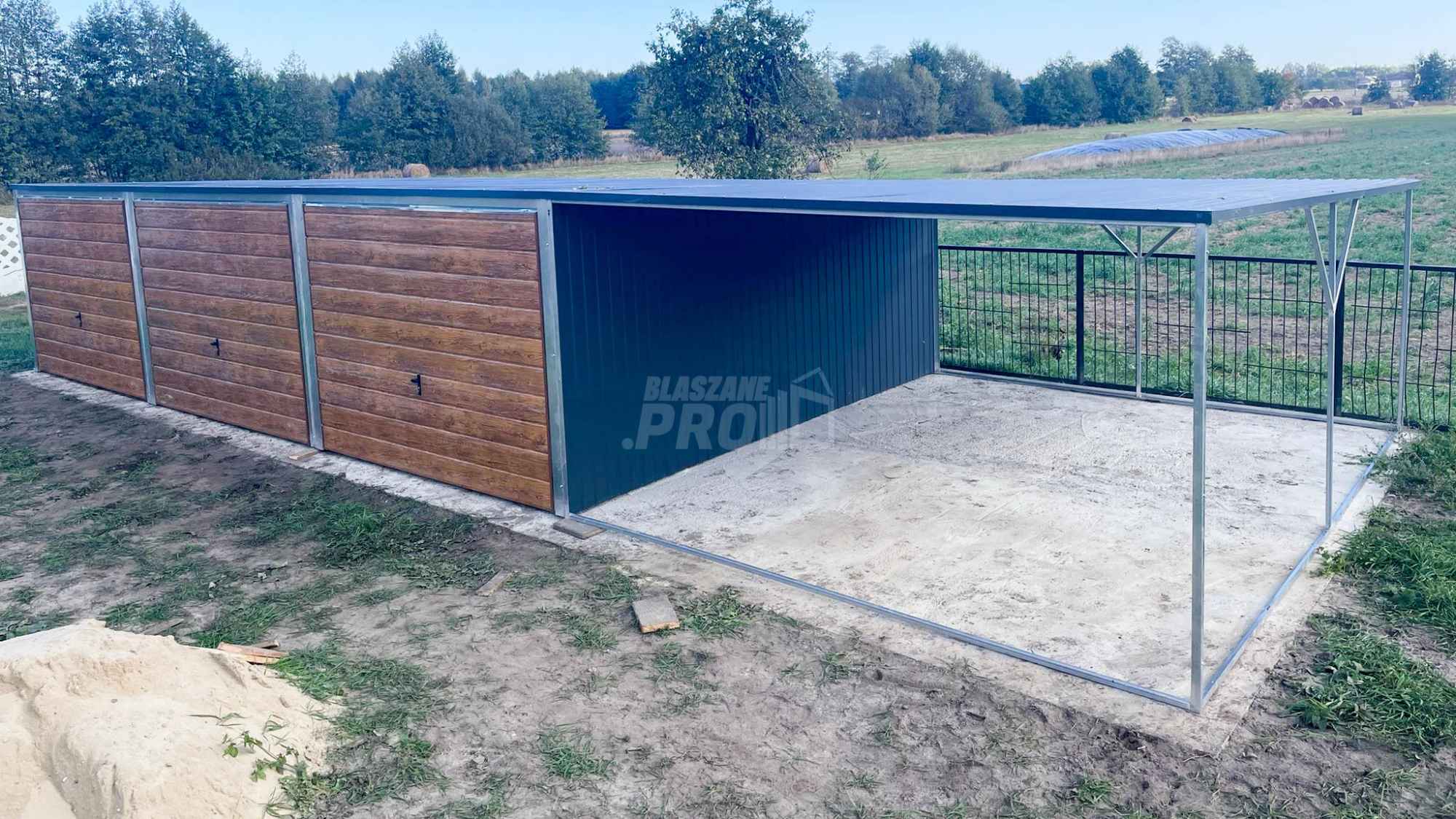 Garaż blaszany 9x6 + wiata 3x6 3x Brama uchylna spad w tył  GP226 Konin - zdjęcie 8