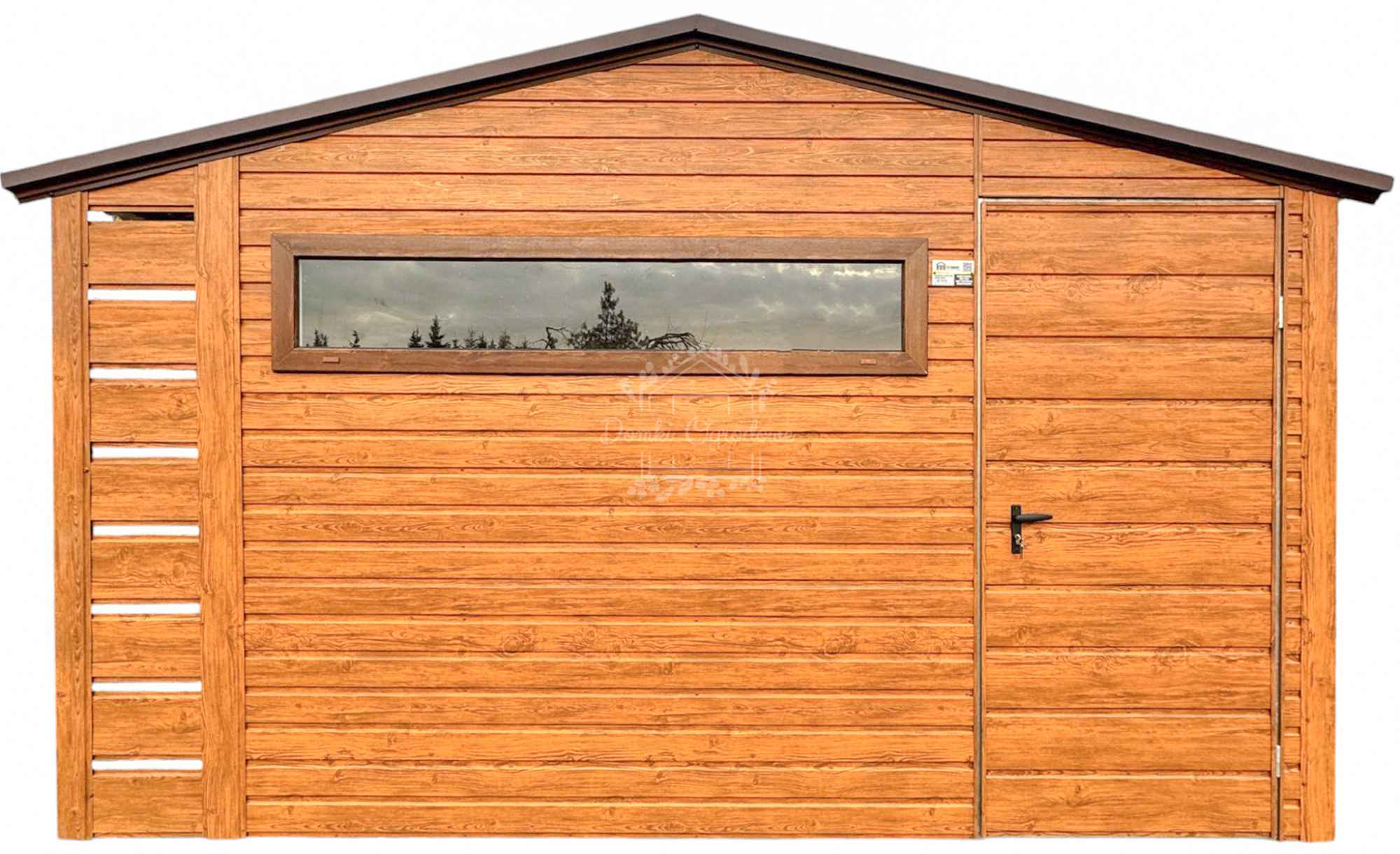 Domek ogrodowy 3,5x3m  wiata 0,5m  okno  jasny orzech dwuspadowy ID876 Fabryczna - zdjęcie 1