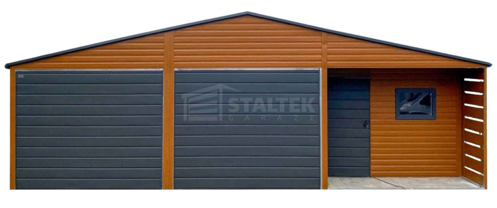 Garaż blaszany 5x9m - wnęka - 2x brama drzwi okno rynny dach ST100 Włocławek - zdjęcie 1