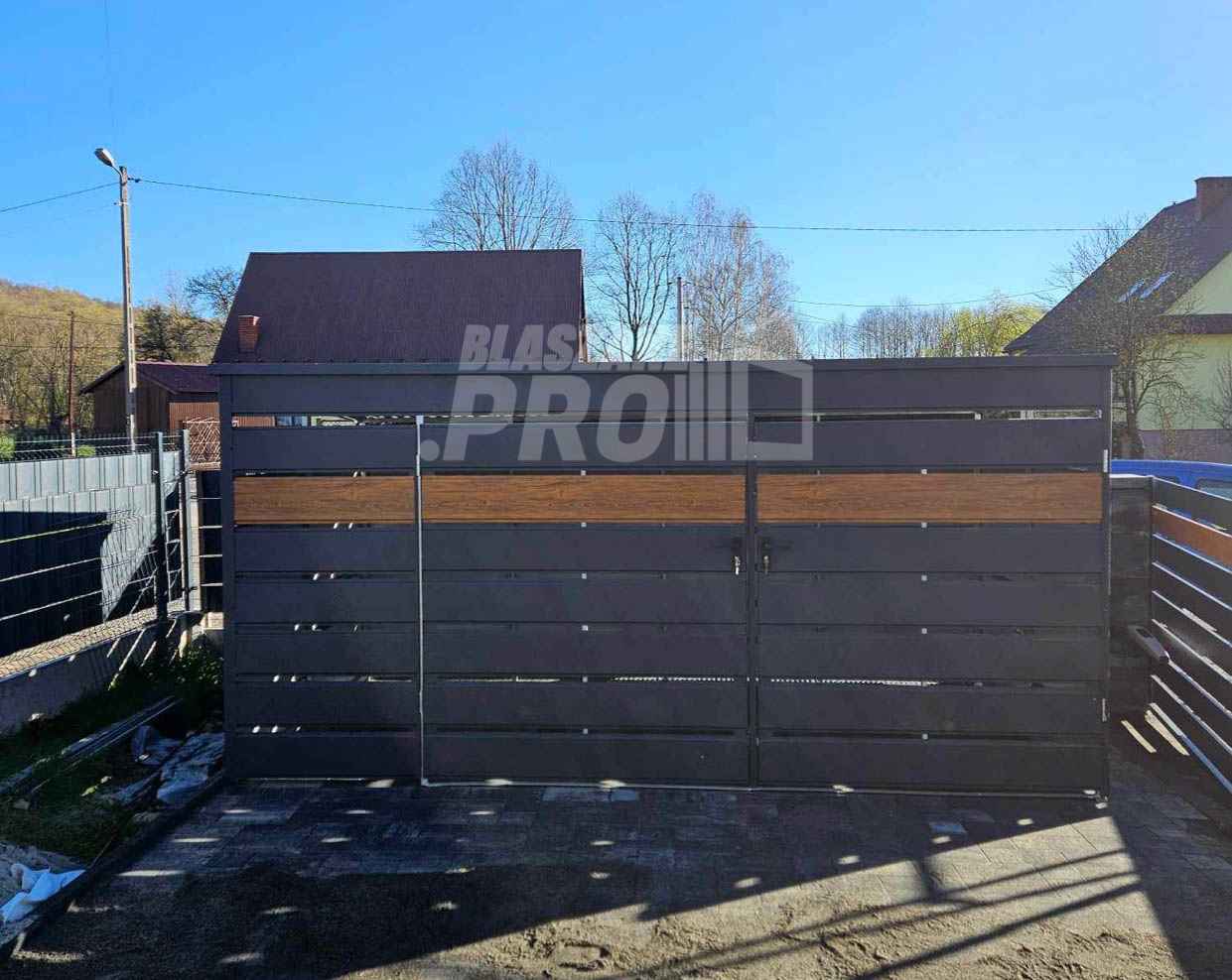 Wiata śmietnikowa 4x2,1m Antracyt jasny orzech Schowek ogrodowy GP358 Otwock - zdjęcie 6