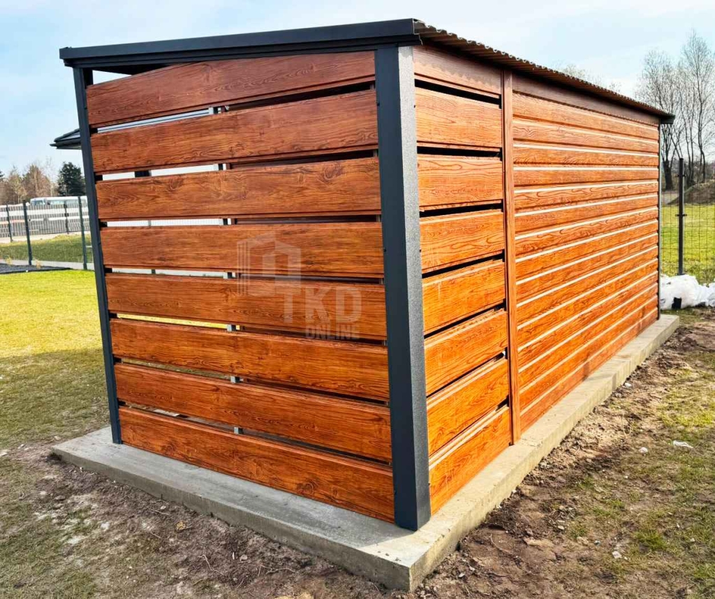 Domek ogrodowy 4x2,5 m + wiata 1x2,5 m drzwi okno dach TKD457 Bartoszyce - zdjęcie 5