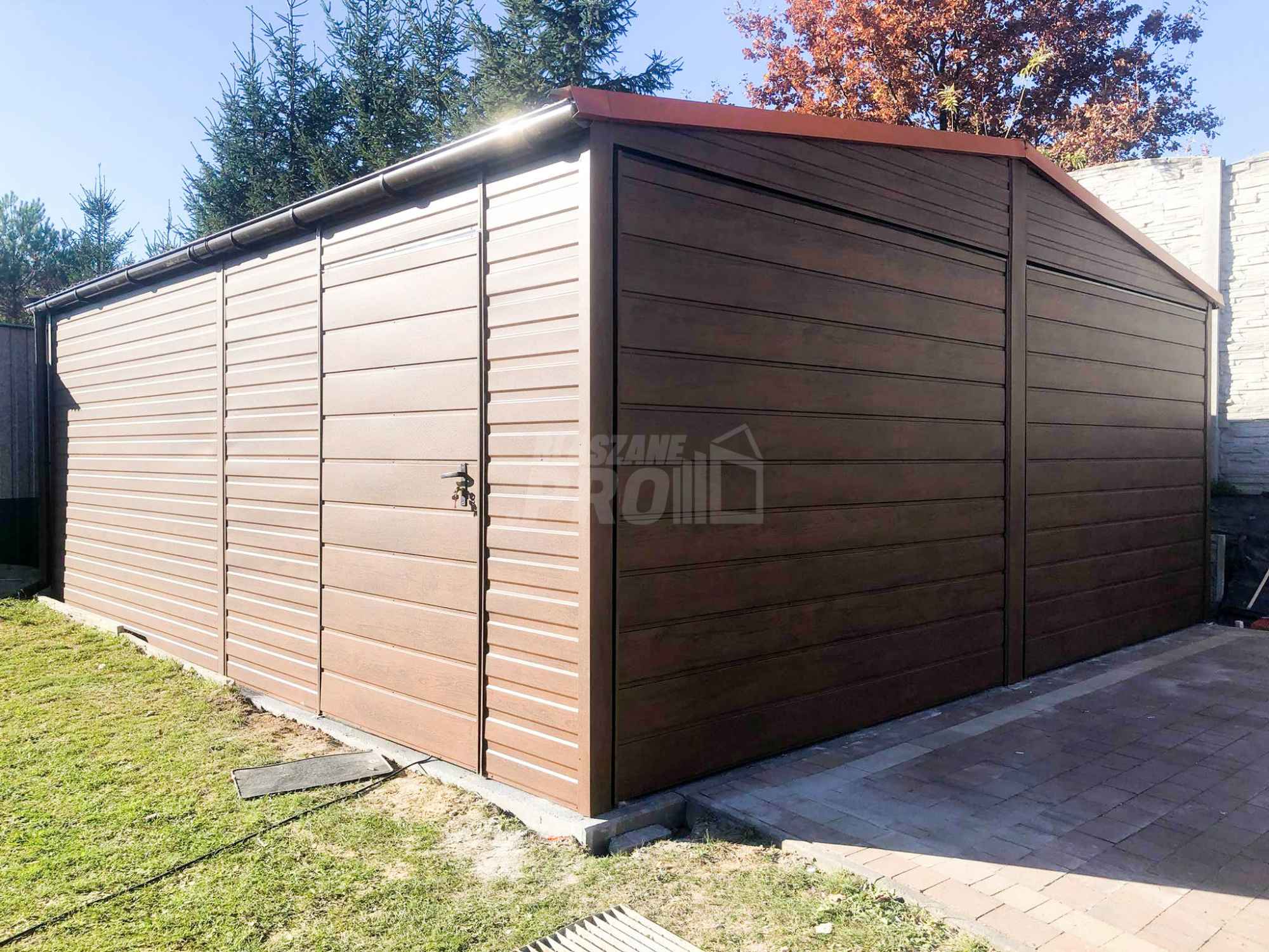 Garaż blaszany 6x6 2x Brama drzwi drewnopodobny Dach dwuspadowy GP111 Miastko - zdjęcie 5