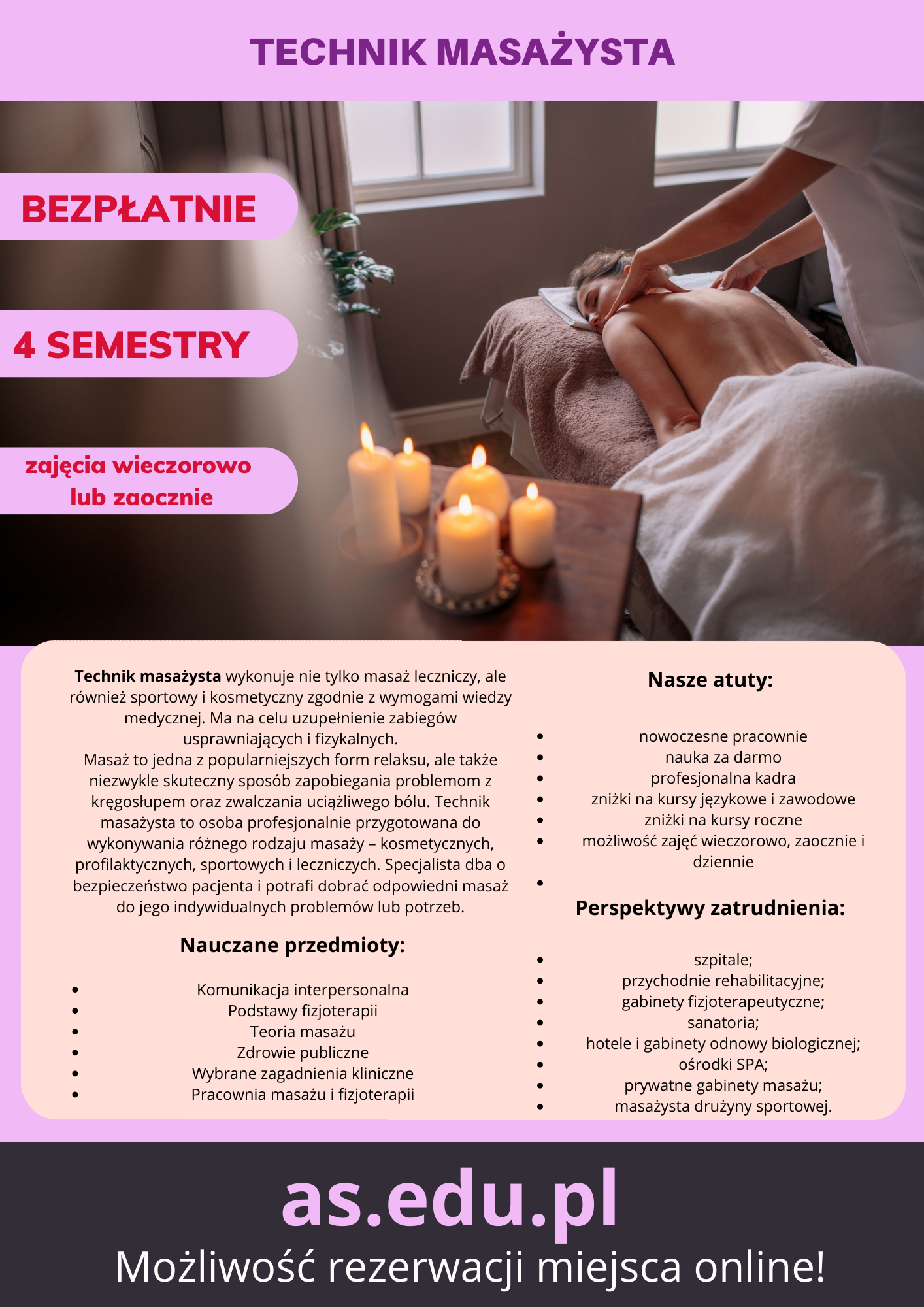 TECHNIK MASAŻYSTA - ZAWÓD W 2 LATA! Suwałki - zdjęcie 1