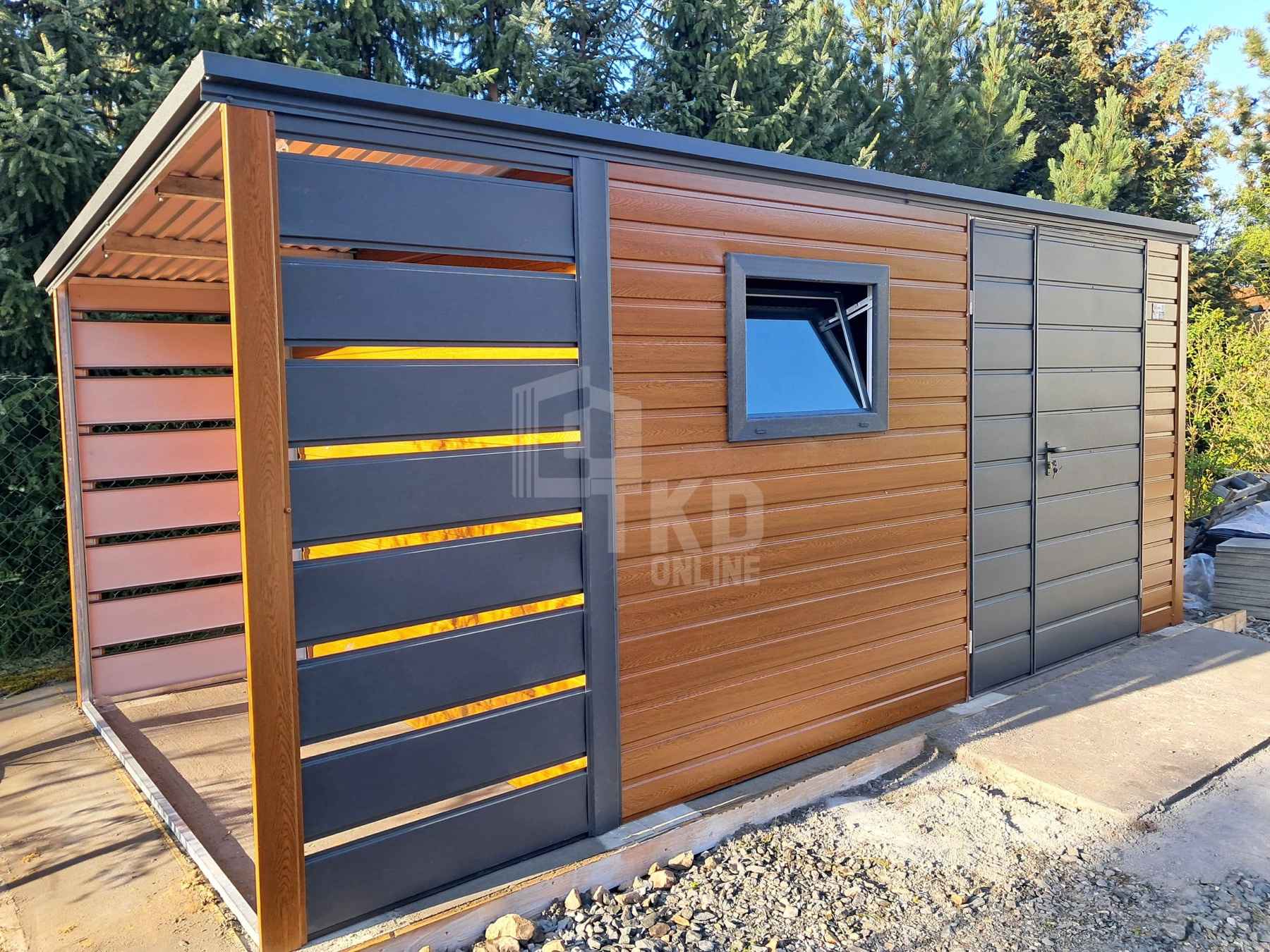 Schowek - domek ogrodowy 4x2,5m + wiata 1m  brama okno dach  TKD390 Dobre Miasto - zdjęcie 2