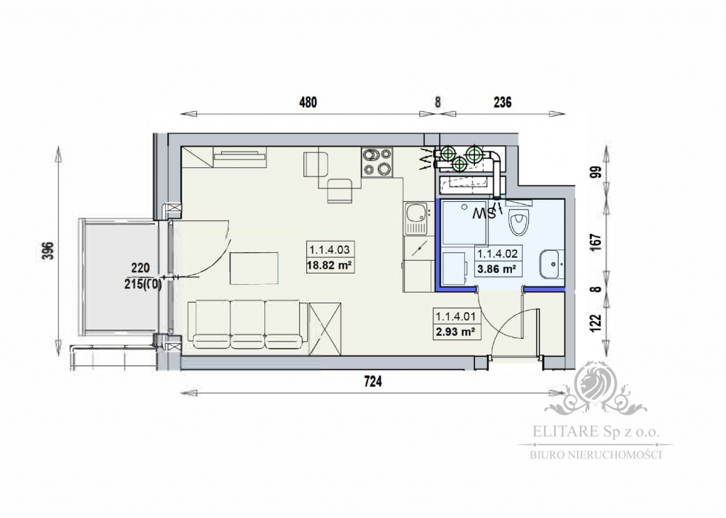 Mieszkanie 25,61m2 + balkon,1 pok. obok, nowe/ Dworca Główengo Wrocław - zdjęcie 10