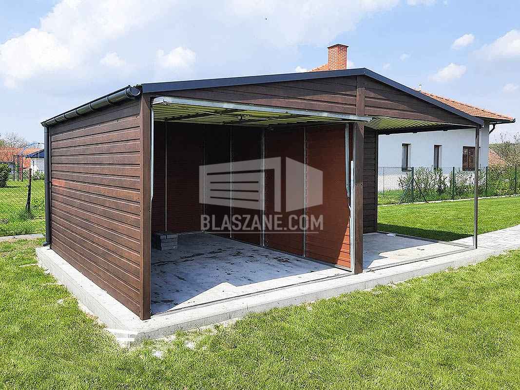 Garaż Blaszany 6x5 + wnęka 3x2,5  Antracyt drewnopodobny Rynny BL150 Kielce - zdjęcie 6