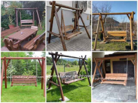Stół meble ogrodowe drewniane ławki i fotele zestaw antracyt Tokarnia - zdjęcie 9