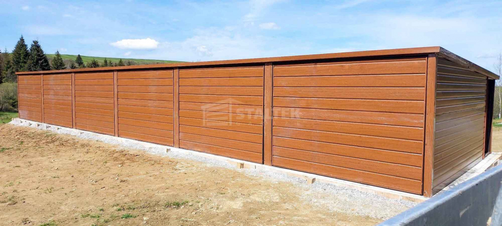 Garaż blaszany 18x5m 6x brama uchylna 2x drzwi rynna spad ST234 Września - zdjęcie 2